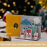 elvesmall 3D Pop UP Santa Cards Folding Merry Christmas Greeting Cards Xmas Gift for New Year Blessing Postcard Thank You Cards Decoration