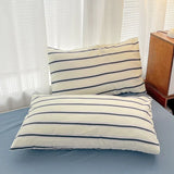 elvesmall Stripe Style Duvet Cover Set, Flat Sheet, Pillowcases, Single, Double, Twin, Full Size Bedding Set,Breathable, Soft,Comfortable