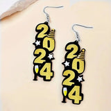 elvesmall Delicate Number 2024 Christmas Dangle Earrings Cute Party Style Acrylic Jewelry Creative Christmas Party Female Earrings