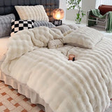 elvesmall Winter Luxury King Queen Size Bedding Set Home Textiles Thickened Warm Plush Duvet Cover Bed Sheet Pillowcase 4pcs Bed Linen Set
