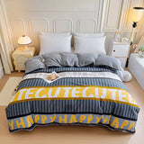 elvesmall Cute Floral Pure Cotton Duvet Cover Milk Velvet Thickened Colorful Flowers Comforter Covers Soft Warm Bedding for Kids Adults