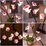 elvesmall Home Decoration USB/Battery Powered Touch Switch Warm White Artificial Bonsai Cherry Blossom Desktop Tree LED Lamp  Night Lamp