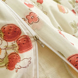 elvesmall Cartoon Strawberry Rabbit Duvet Cover Lovely Floral Bunny Bedding Set Country Style Comforter Cover Home Microfiber Quilt Cover