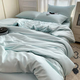 elvesmall Cooling Duvet Cover Single Queen Silky Soft, Solid Color Bedding Set, 4 Pcs Set(1 Comforter Cover + 1 Flat Sheet + 2 Pillowcase)