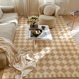 elvesmall  American Vintage Bedroom Bedside Thickened Carpet Fashion Checkerboard Living Room Decoration Carpets Simple Study Cloakroom Rug