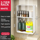 elvesmall  Kitchen Organizer Rack Wall Mounted Storage Container Rack Seasoning Bottle Holder Spice Jars Utensils Household Layered Shelves