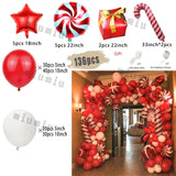 elvesmall Christmas Balloon Arch Set Candy Cane Aluminum Film Red Green White Father Christmas New Year Balloons Party Decoration Gifts