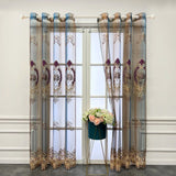 elvesmall Europe Luxury Light Embroidery Floral Sheer Curtain for Living Room Voile Drape Villa Window Treatment Custom