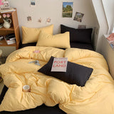elvesmall 3pcs Duvet Cover Microfiber Solid Color Bedding Set Yellow Comforter Cover with 2 Pillowcase Modern Home Bedroom Quilt Cover