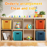 elvesmall 8 Pieces Colorful Storage Bins with Lid and Handle, Plastic Stackable Baskets Desktop Cube Box Storage Bins