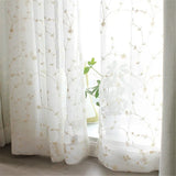 elvesmall  Embroidered Linen Sheer Curtains for Living Room Bedroom Floral White Tulle Curtain for Kitchen Voile Curtain Blind Panels Decor
