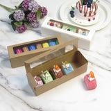 elvesmall  20Pcs DIY Paper Box with Window Macaron Gift Box Cake Packaging Box Dessert Transparent Cookie Boxes for Wedding Home Party