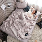 elvesmall Luxury Stain Summer Comforter Bedding Sets Mint Fiber Filling Light and Airy Double Blanket for Summer Air Conditioner Quilt