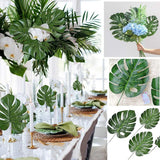 elvesmall 12pcs Artificial Tropical Palm Leaves Hawaiian Luau Safari Jungle Party Summer Wedding Birthday Home Table Decor Fake Plant