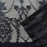 elvesmall Black Lace Short Curtain for Cabinet Kitchen Sheer Voile Drape With Tassel Beads Partition Dustproof Study Blinds