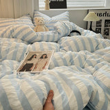 elvesmall Minimalist seersucker Duvet Cover Nordic Bedding Double Bed Modern Bedding Set Skin Friendly Down Duvet Cover Bed Decoration