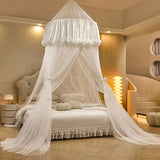 elvesmall Hung Dome Mosquito Net for Baby Children Princess Style Round Top Double Layer Yarn Suspended Ceiling