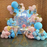 elvesmall Baby Shower Decor Balloons Garland Pastel Pink Blue Silver Balloon Arch Kit Kids Birthday Party Gender Reveal Decoration Globos