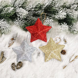 elvesmall Gold Glitter Star Ornaments Christmas Tree Hanging Pendant 2024 Christmas Decorations for Home Navidad New Year Party DIY Gift
