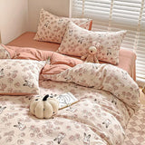 elvesmall Cute Strawberry Duvet Cover Set Floral Style with Flat Sheet Pillowcase No filler Queen Double Girls Boys Home Decor Bed Linens