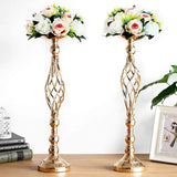 elvesmall  Gold/Silver Wedding Candle Holders Decor Table Centerpiece Pillar Flower Vase Rack Stand Road Lead Floral Bouquet Party Supplies