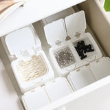 elvesmall Plastic Storage Box with Lip Cover Household Desk Drawer Sundries Organizer Cotton Swabs Cotton Pad Container Mini Jewelry Box