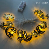 elvesmall  Ramadan Star Moon Castle LED String Lights Eid Mubarak Gift Islam Muslim Ramadan Kareem Decorations for Home Eid al-Fitr Party