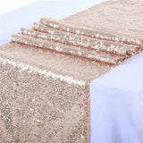 elvesmall  Sparkly Rose Gold Event Party Supplies Fabric Sequin Table Runner Decorations for Holiday Wedding Birthday Christmas Cloth Decor
