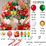 elvesmall Christmas Balloon Garland Arch Kit Red Green Gold Balloons Christmas Party Gift Box Candy Cane Foil Ballon Xmas Party Decoration