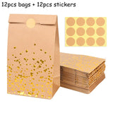 elvesmall 12pcs Kraft Paper Gift Bag Thank You Candy Cookie Gift Packaging Bags for Wedding Birthday Party Guests Present Bag Decorations