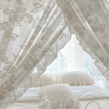 elvesmall High-end French Lace Mosquito Net Household Three-door 1.8m Light Luxury Princess Fairy Wind Bed Mantle Floor Bracket