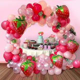 elvesmall  102pcs Strawberry Party Decoration Balloon Garland Kit for Girls 1st 2nd Birthday Party Supplies Strawberry Theme Decoration