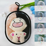 elvesmall 10CM Doll Display Storage Bags Transparent Doll Organizer Boxes Plush Doll Storage Pouches Clear Keychain Wallet Bag Mystery Box