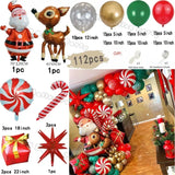 elvesmall Christmas Balloon Garland Arch Kit Red Green Lolipop Cone Star Foil Balloons New Year Christmas Party Decoration Supplies Gifts