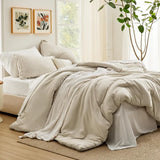 elvesmall  Queen Comforter Set Sage Green, 7 Pieces Soft Comforter for Queen Size Bed with Sheets, Pillowcases & Shams, All Season Boho Bed