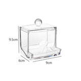 elvesmall Acrylic Makeup Organizer Cotton Swabs Containerwith Bamboo Lid Cosmetic Transparent Box Cotton Pad Organizer Jewelry Storage Box