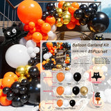 elvesmall 80pcs Halloween Balloons Garland Arch Kit Orange Black white Gold Balloons for Halloween Graduation Party Decorations Supplies