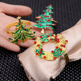 elvesmall  Christmas Napkin Rings Gold Zinc Alloy Bling Napkin Buckle for Christmas Wedding Table Party Decoration New Year Napkin Holder
