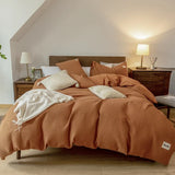 elvesmall Simple Waffle Lyocell Fiber and Cotton Bedding Set Queen Comfortable Breathable Duvet Cover Set Soft Skin-friendly Bedding Sets