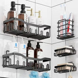 elvesmall Bathroom Storage Rack Kitchen Organizer Shelf Black Shelves Corner Frame Iron Shower Punch Free Mounted Caddy Rack