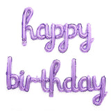 elvesmall 2pcs/set Happy Birthday Balloons Pink Purple Aluminium Foil Balloon Birthday Party Decoration Suppries Home DIY Accessories Prop