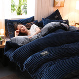elvesmall 3pcs duvet cover Winter Warm Bedding sets Double Quilt Cover king Twin queen size bed thick Flano Coral Fleece with pillowscase
