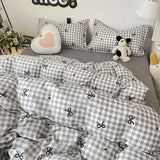 elvesmall Ins Nordic Duvet Cover Set 2024 Summer New Twin Queen Size Kids Adult Flat Sheet Pillowcase No Filler Fashion Bed Linens