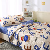 elvesmall New Skin Friendly Quilted Summer Quilt and Pillowcase or Single Quilts Soft Breathable Washable Thin Comforter Double Blanket