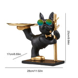 elvesmall  Bulldog Cool Sculpture Dog Ornament Butler Storage Box with Tray Nordic Table Decoration Resin Animal Sculpture Coin Piggy Bank