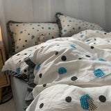 elvesmall French Style Bedding Set Pastoral Colored Grape Double-layer Gauze  Light Purple Washing Cotton Duvet Cover Bed Sheet Comforter