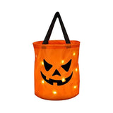 elvesmall LED Light Halloween Trick or Treat Bucket Pumpkin Candy Bags Collapsible Halloween Basket for Thanksgiving Party Gift Basket