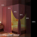 elvesmall Pink/Black king Four Corner Post Bed Canopy Bed Curtains Sheer Canopy for Adults Bedroom Decoration Lightproof Windproof Twin