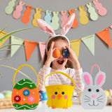 elvesmall  Easter Bunny Ear Gift Bag Felt Egg Carrot Chick Treat Basket Candy Cookie Bag for Kids Favors Easter Party Decoration Supplies