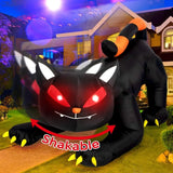 elvesmall Halloween Inflatable 1.8m Black Cat Toy Shakes Head Ghost LED Lights Indoor Outdoor Yard Airblown Decoration Fun Party Display